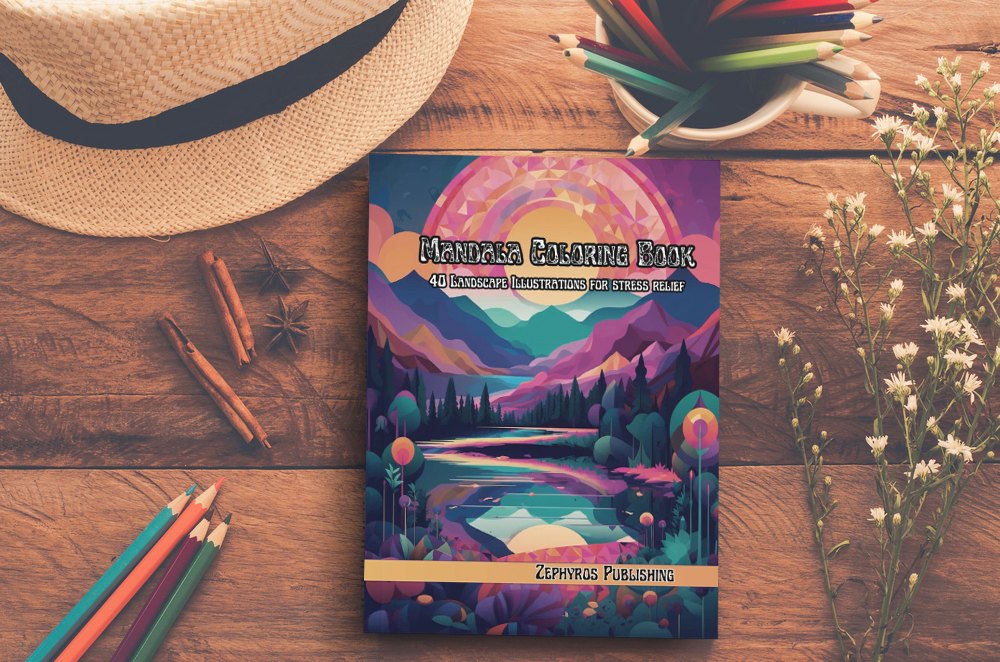 Mandala Coloring Book - 40 Landscape Illustrations for Stress Relief: Relax and Unwind with Mindful Coloring of Scenic Views in Mandala Style